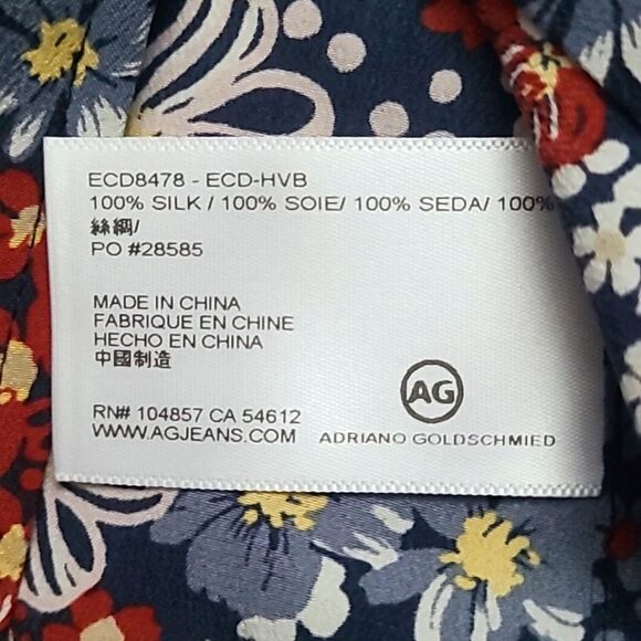 Adriano Goldschmied Women's Size XS Silk Blouse Snap Button Floral Western Boho - Picture 12 of 15